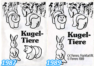 Оригинальные немецкие вкладыши к серии Kugeltiere 1987 и 1989 годов