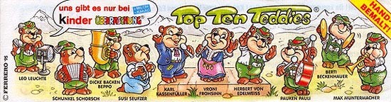 Оригинальный немецкий вкладыш серии Top Ten Teddies (1995)